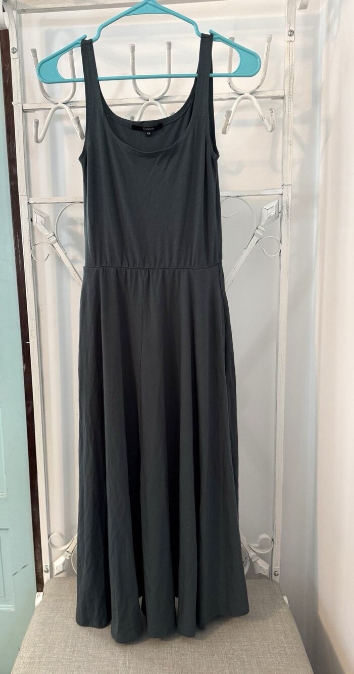 Quince Women Tencel Jersey Fit & Flare Dress Dark Olive Basic Sleeved XS